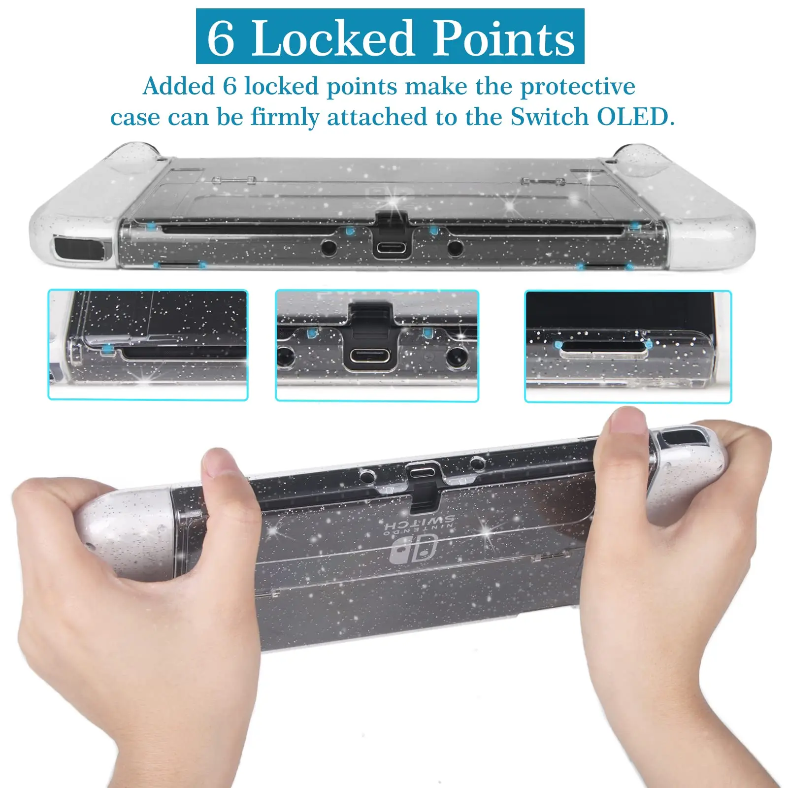 Trong Suốt Pha Lê Trong Suốt Ốp Lưng Glitter Cho Công Tắc Oled Tay Cầm Chơi Game Bảo Vệ Ốp Lưng Cứng Dành Cho Công Tắc Oled Vỏ Da