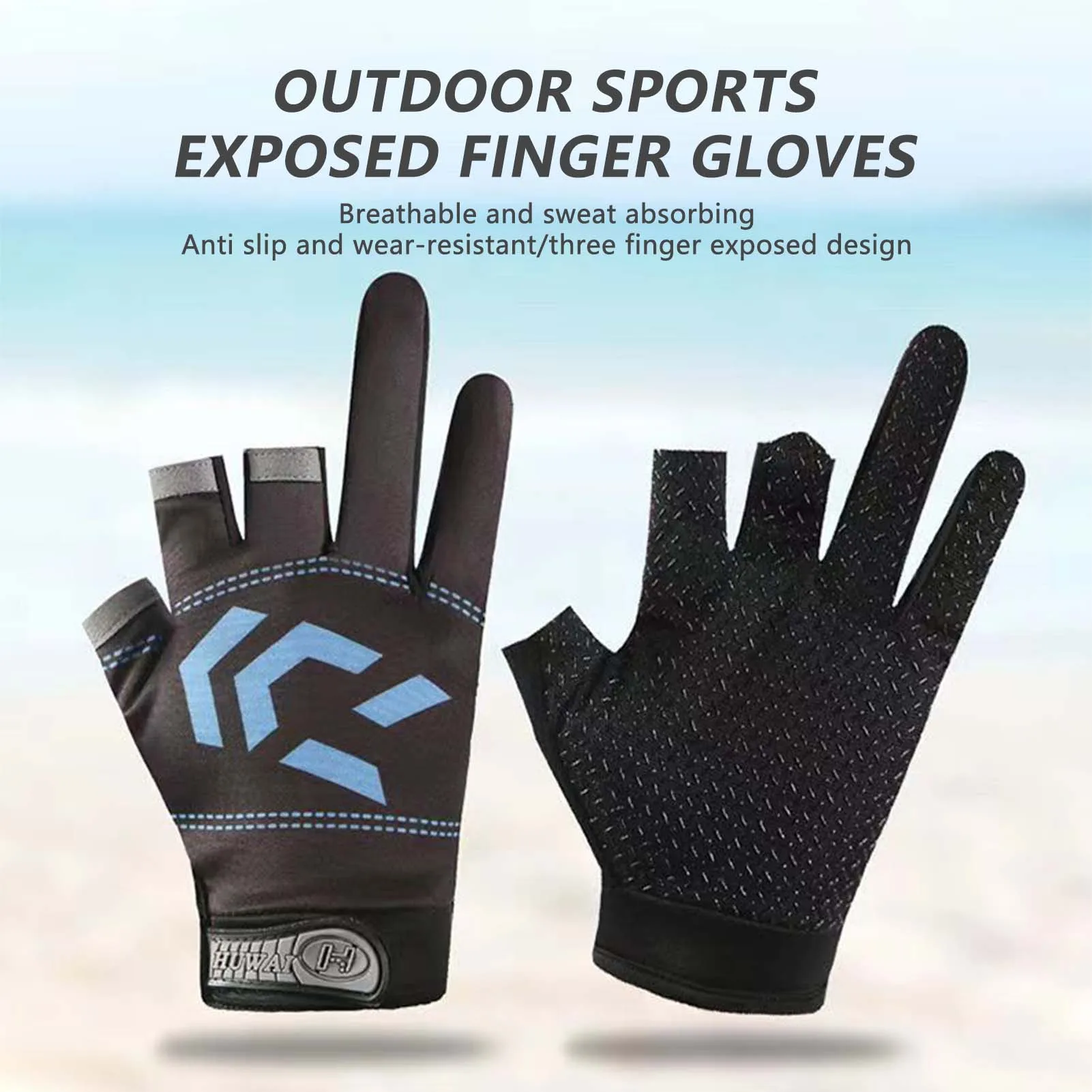 1/2 pair Fishing Gloves Sun Protection 3 Cut Fingers Anti-Slip Breathable Fishing Gloves Suitable for Outdoor Activities image 4