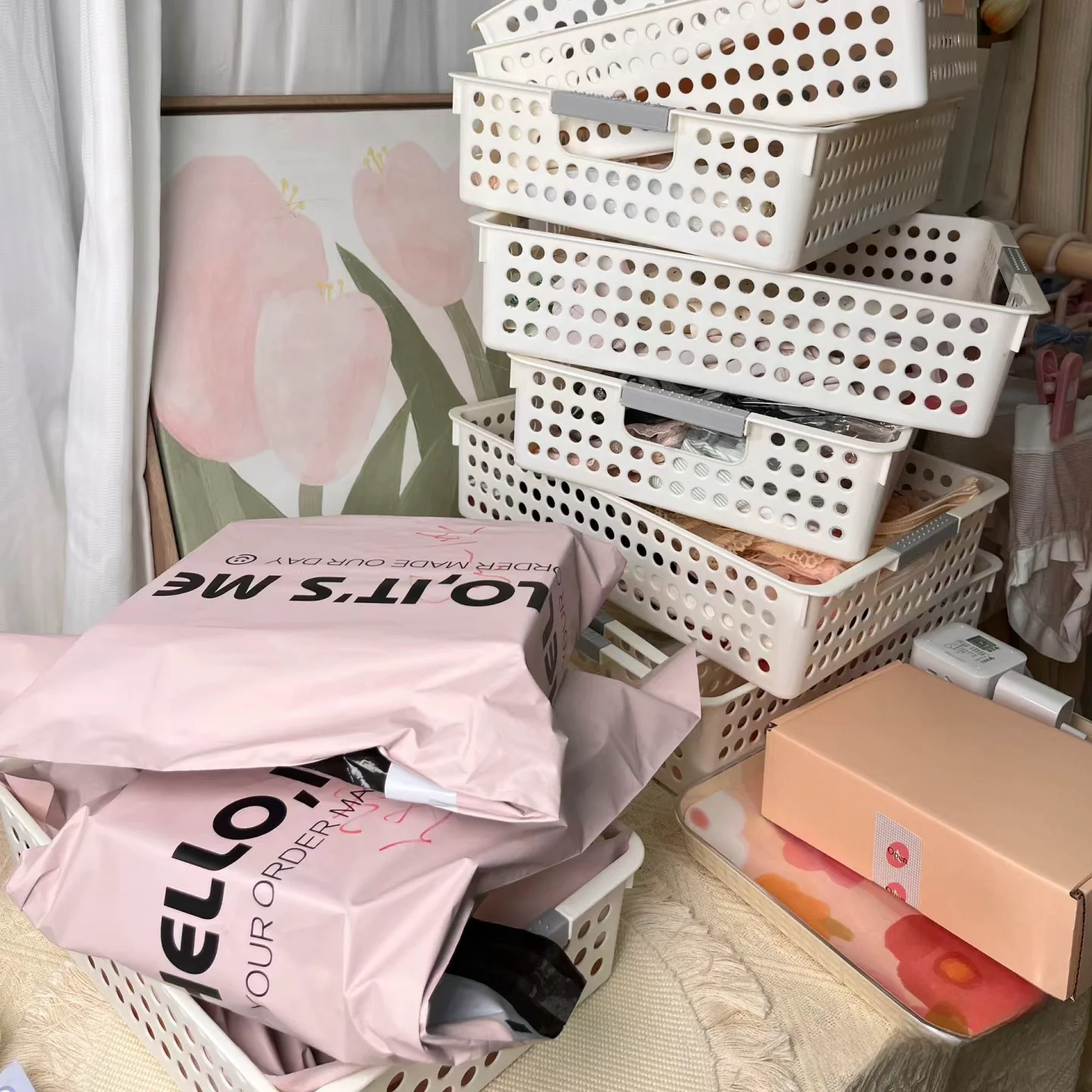 Self-Seal Mailbag, 20PCS Thicken Shipping Bags, Pink Poly Envelope, Postal Courier Bags with Handle