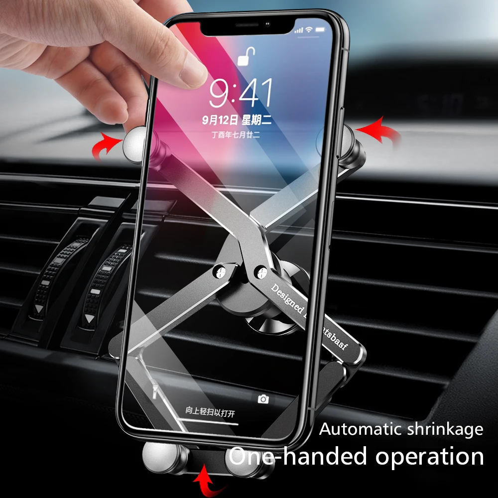 Gravity Car Phone Holder Cell Phone Stand Support GPS Telefon Mount For iPhone 12 13 Pro Max Xiaomi Mobile Phone Charging Holder
