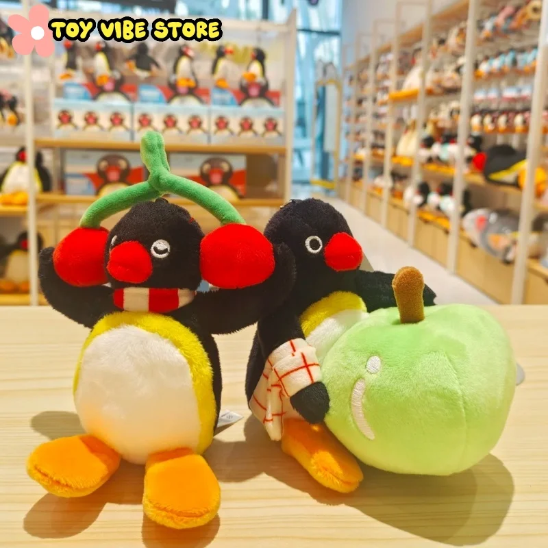 Neue echte Pingu Pinguin Kreative Obst Serie Plüsch-schlüsselanhänger Hören Kirsche Puppe Schöne Weiche Hängende Ornament Weihnachten Geschenk