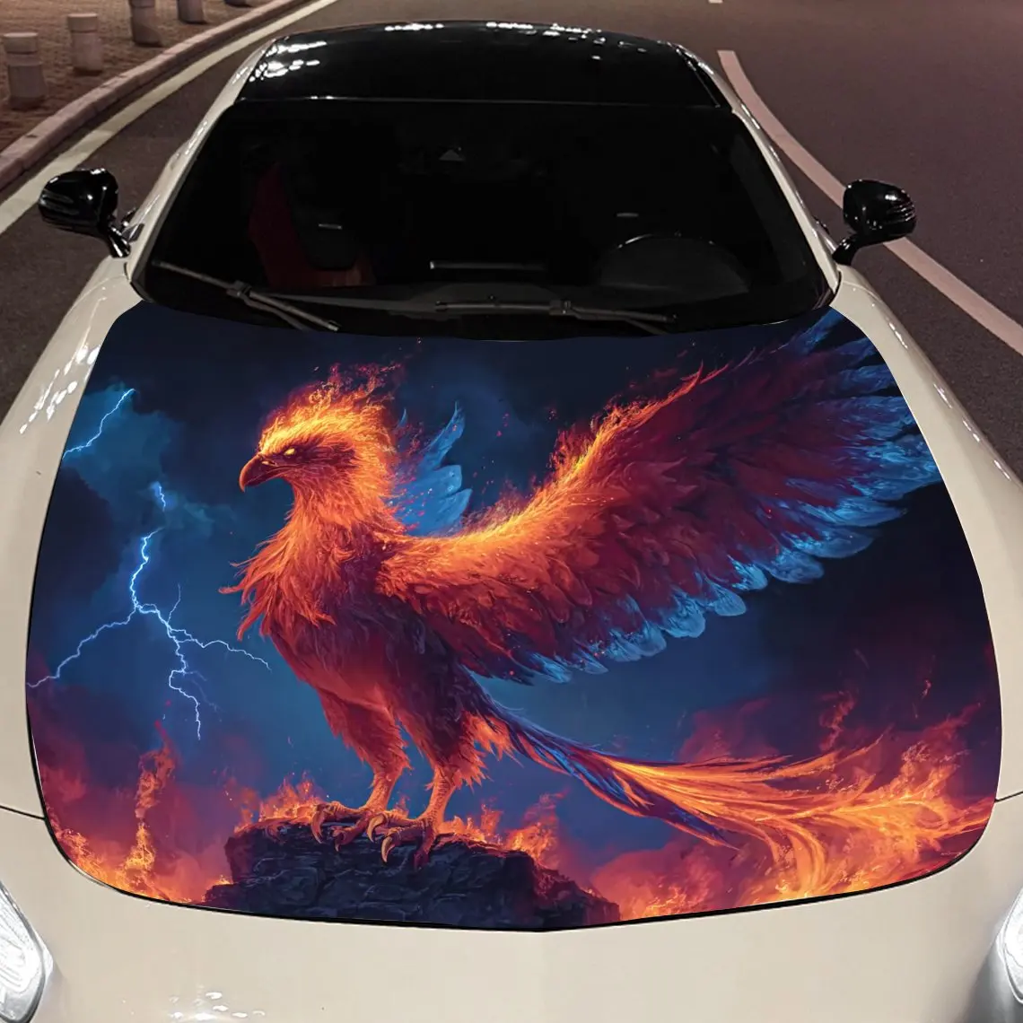

Наклейка на упаковку на капот автомобиля «Фенікс и молния», материал ПВХ, самоклеящаяся водонепроницаемая, противоскользящая краска, украшение для внешнего вида автомобиля