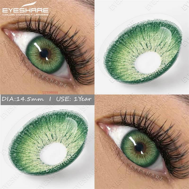 EYESHARE New Contact Colored Contacts Lenses for Eyes 1pair Green Contacts Blue Eye Lenses Yearly Beauty Makeup Gray Pupil  Lens