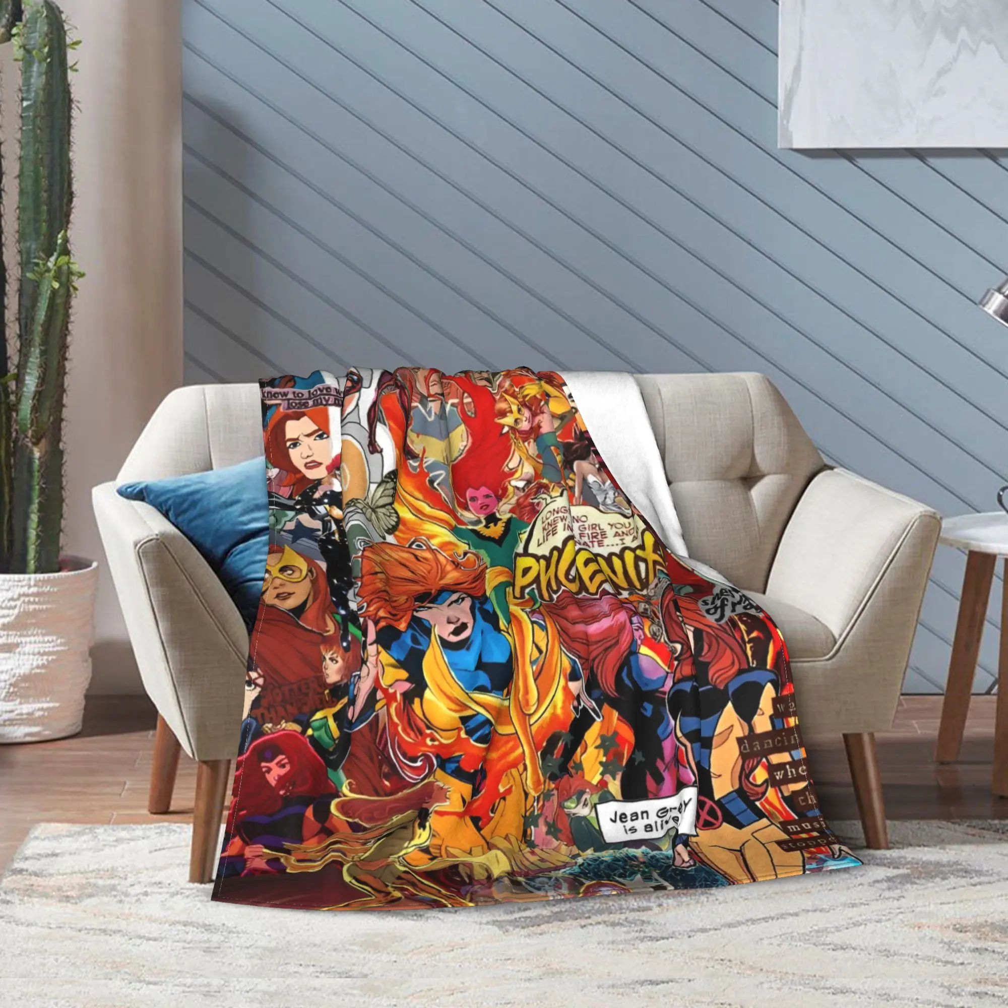 X-Men جان رمادي فينيكس البطانيات قوة اللهب الفانيلا رهيبة تنفس رمي بطانية لغرفة النوم النسيج ديكور في الهواء الطلق #4