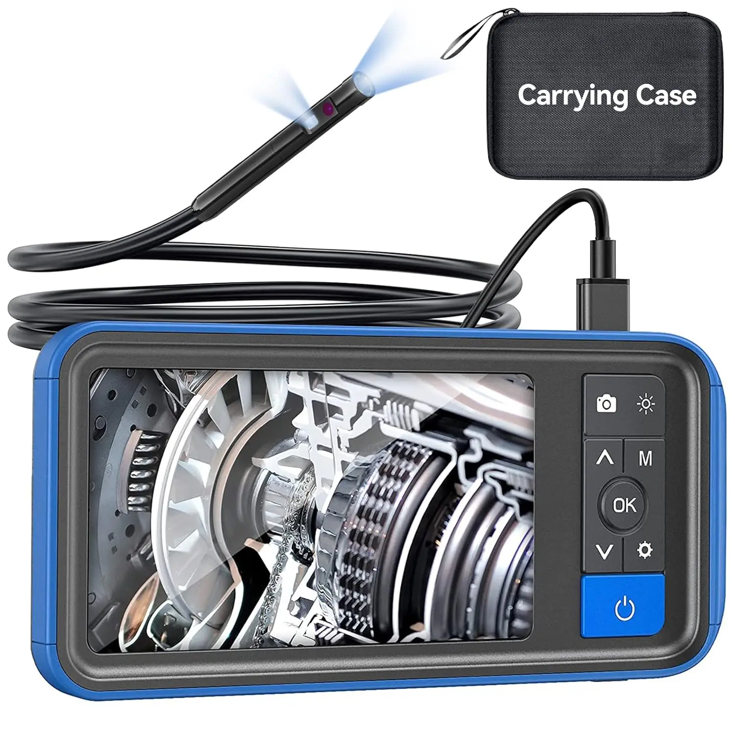 Dual Lens Endoscope with Light, 4.5' HD Snake Borescope Camera, 0.2' Flexible Cable for Automotive & Industrial Inspection (5FT)