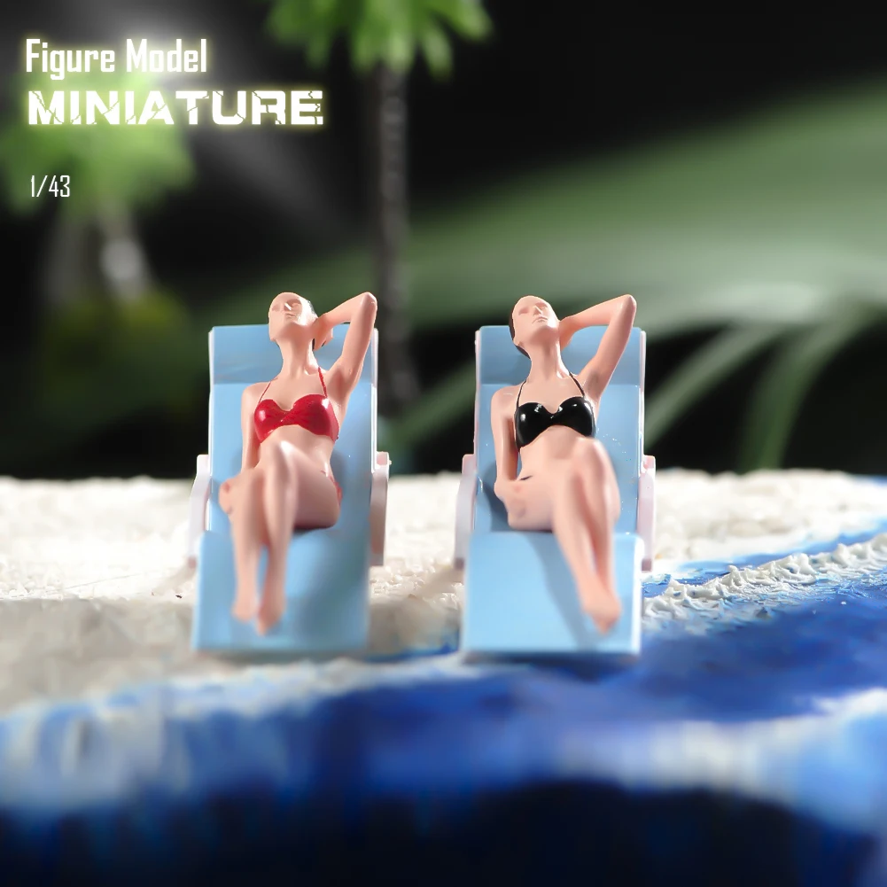 Pretty Miniatures Model 1/43 1/64 A Woman Wearing A Bikini Sunbathing On The Beach Painted Figure Model Toys View Decoration