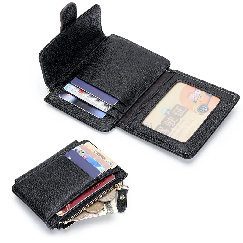 Full Cowhide Coin Purse Korea's New Leather Multi-card Large-capacity Portable Compact Card Holder