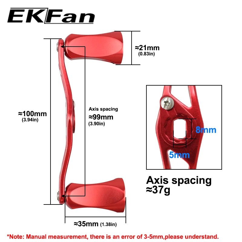 Ekfan nuovo manico in lega da 100MM manopola piatta 8x5mm fori per mulinello da pesca Dawa Bastcast fai da te