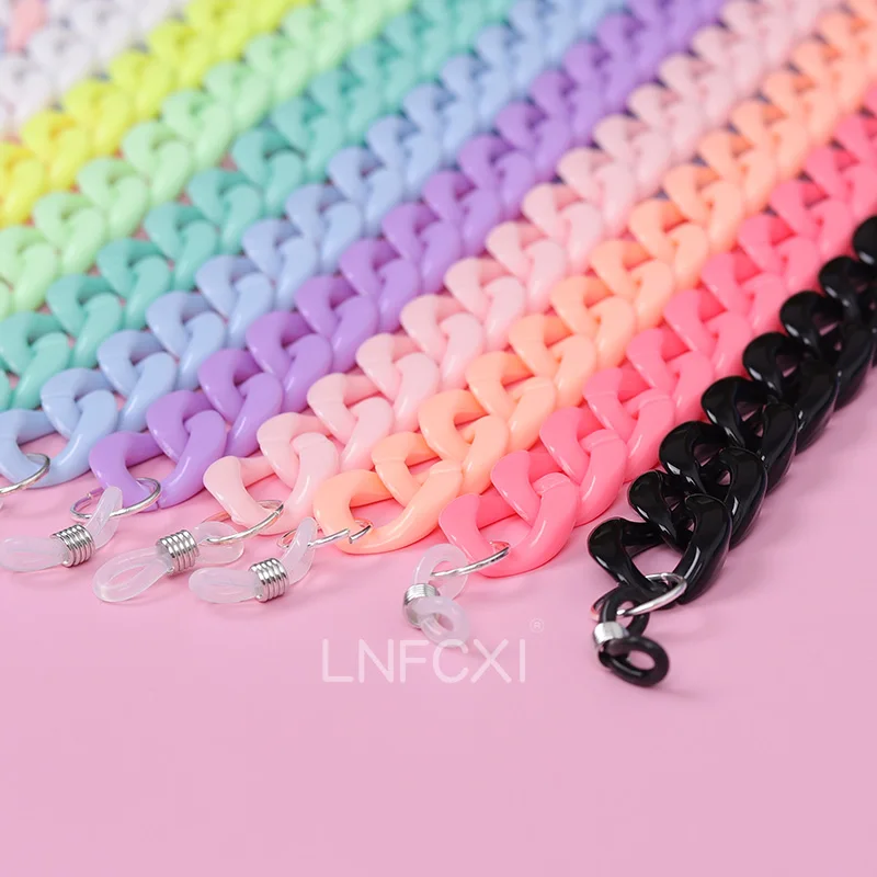 LNFCXI Retro Bright Acrylic Sunglasses Chain Straps Lanyards Reading Glasses Hanging Neck Glasses Chain Wholesale Link