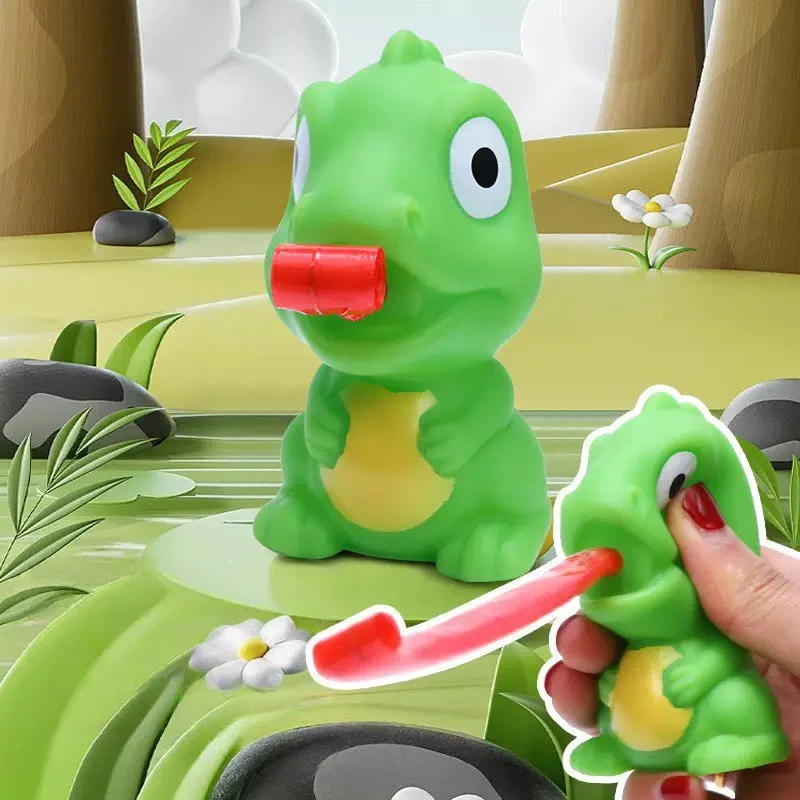 Niedliches kreatives Spielzeug, matschiger Frosch und Dinosaurier mit herausstehender Zunge, Stressabbau-Spielzeug für Kinder, Geburtstagsgeschenk, Weihnachtsgeschenk