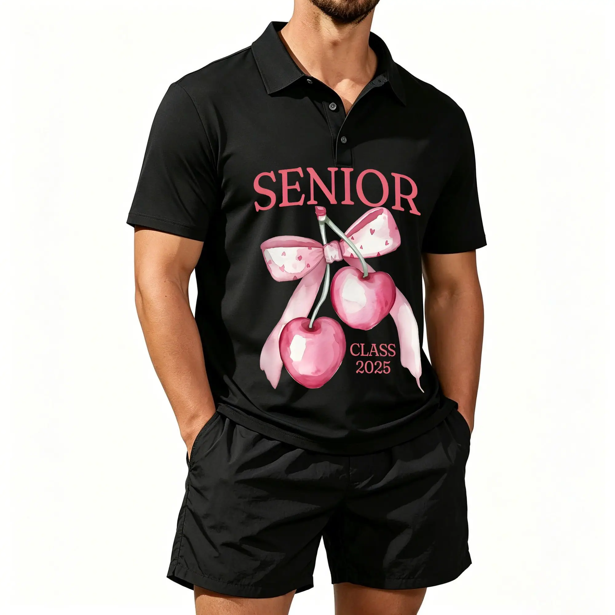 Conjunto de Camiseta Polo de Manga Corta para Hombre, Modelo de Alta Gama 2025, con un Diseño de Lazo Femenino, Adecuado para el Uso Diario y Actividades al Aire Libre de Mujeres Transpirable, suave y lavable a máquina.