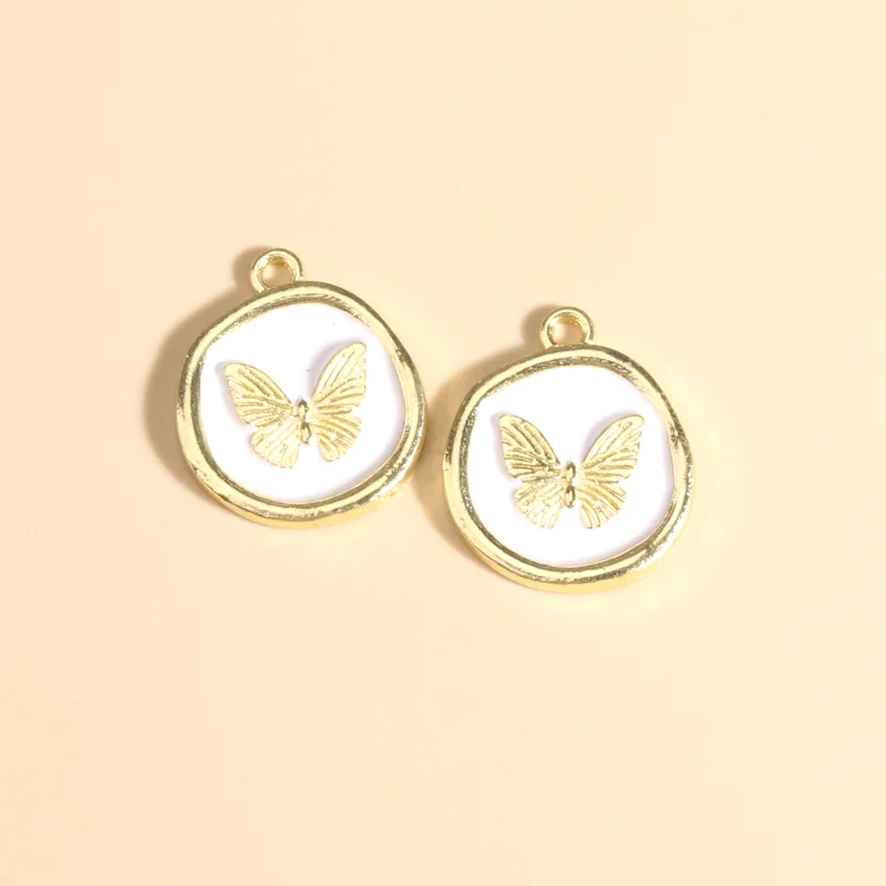 10pcs Lovely Enamel Charms Colorful Mini Butterfly Animals Pendants For Making Necklace Key Chains DIY Handmade Jewelry Findings