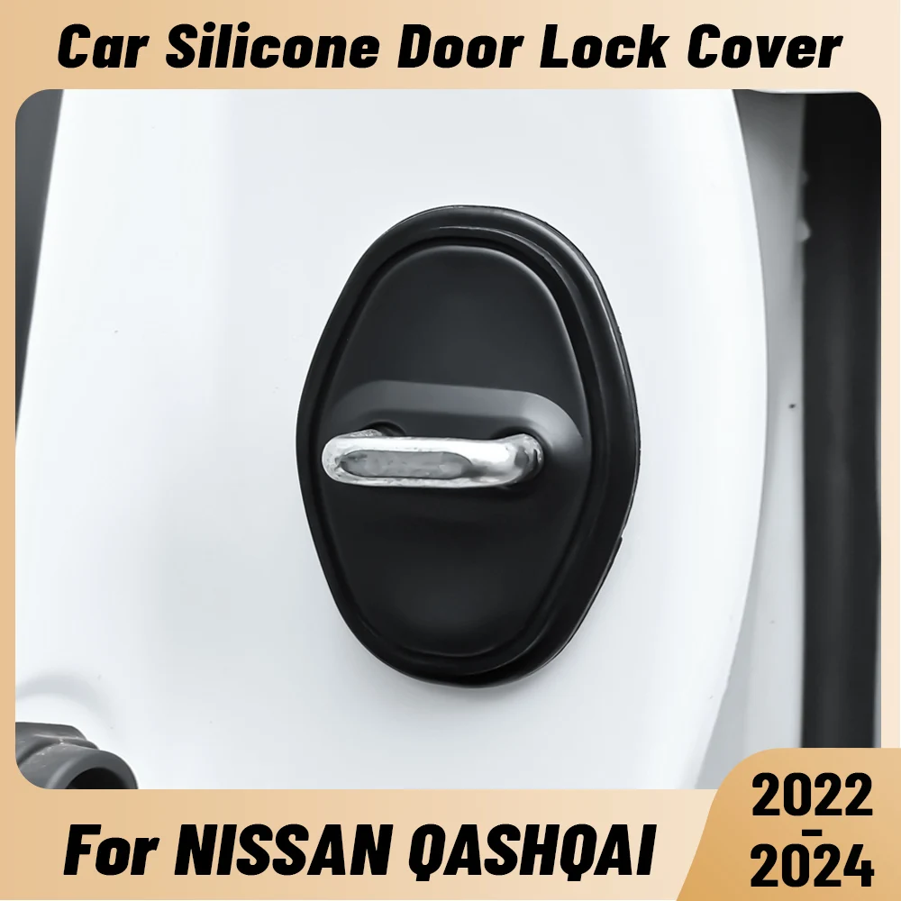 For NISSAN QASHQAI 2022-2024 Car Door Shock Absorber Door Lock Protector Silicone Auto Door Lock Latches Cover Accessories