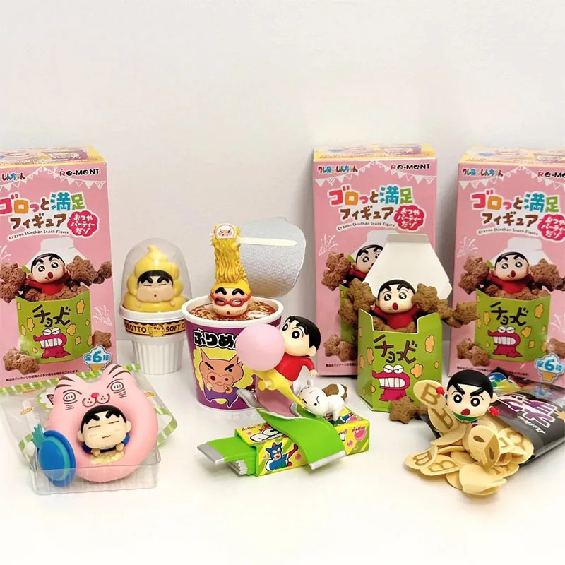 

Rement Crayon Shin chan Super Satisfying Snack Party Figure Blind Box Full Set 6 Packs Ice Cream Chocolate Donut Instant Noodle