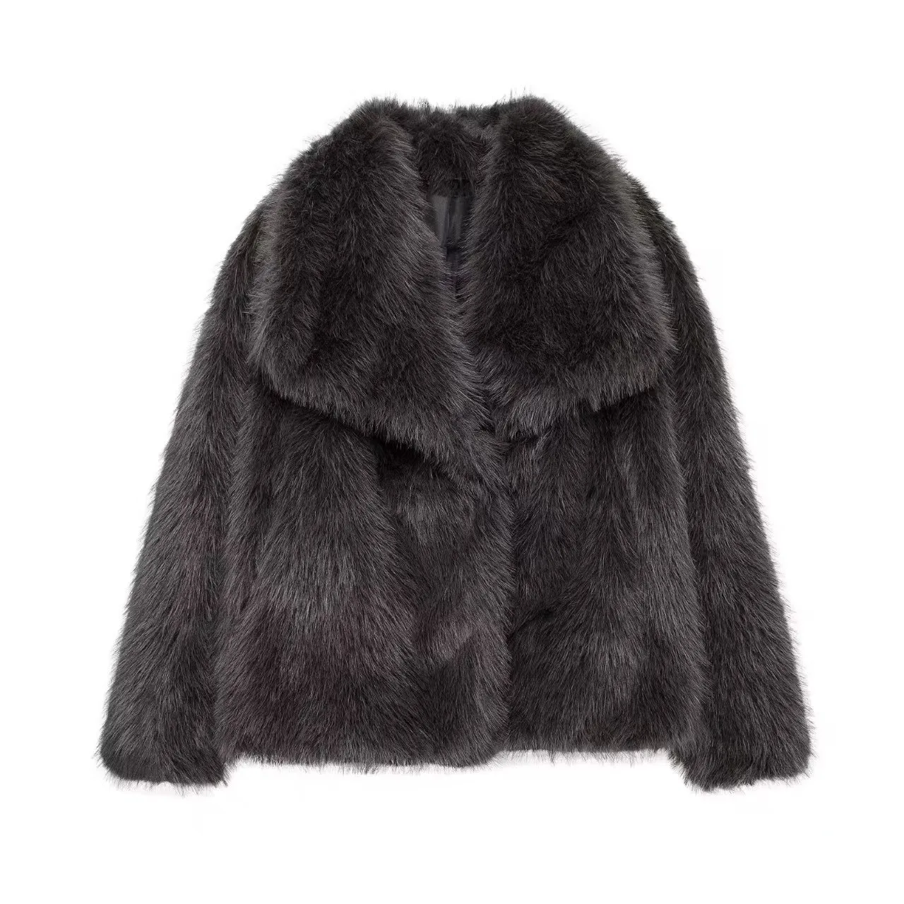 Street Fashion Shawl Collar Faux Fox Fur Coat Women 2026 Winter Cool Girls Black Short Fur Jacket Vintage Chic Overcoat