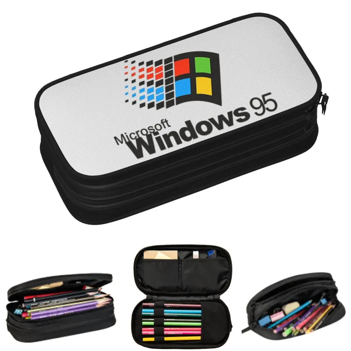 

Windows 95 Geeks Nerd Pencil Cases for Students School Pen Box Pencil Bag Large Storage Pencil Pouch
