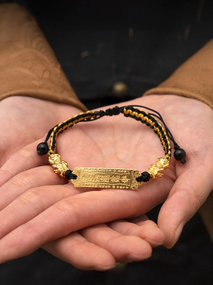 سوار Hanrted Luy Xi Wang للرجال بتصميم حبل منسوج يدويًا وجذب الثروة ورمز الحظ الجيد مثالي للصينيين...