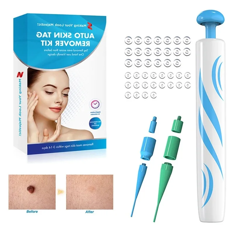 

2 IN1 Painless Auto Skin Tag Mole Wart Removal Kit Skin Care Body Wart Dot Treatments Remover Cleaning Tools