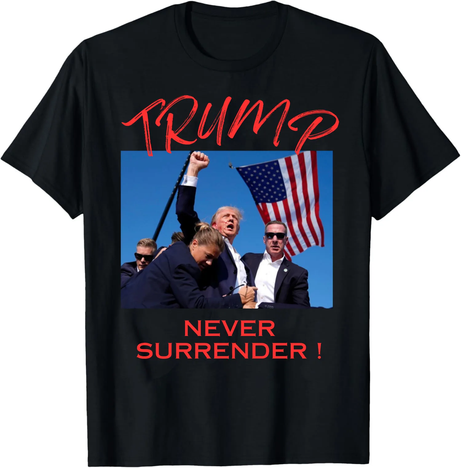 HOTNEW Trump Shot NEVER SURRENDER 2024 Unisex T-Shirt Shot Assasanation Attempt