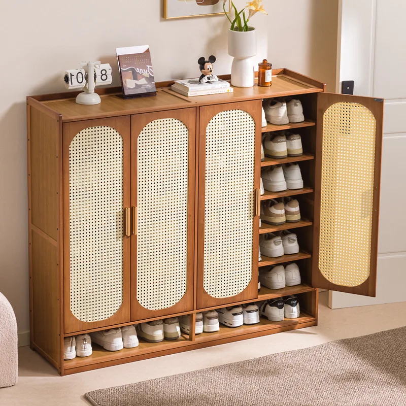 

Cream wind arc door shoe cabinet living room household entrance entrance multi-layer shoe rack dormitory storage cabinet storage