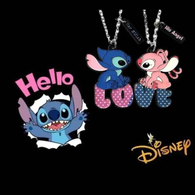 

Disney Stitch Lovers Necklace Anime Figures Kawaii Alloyed Necklaces Anime Merchandise Decoration Lover Birthday Christmas Gifts