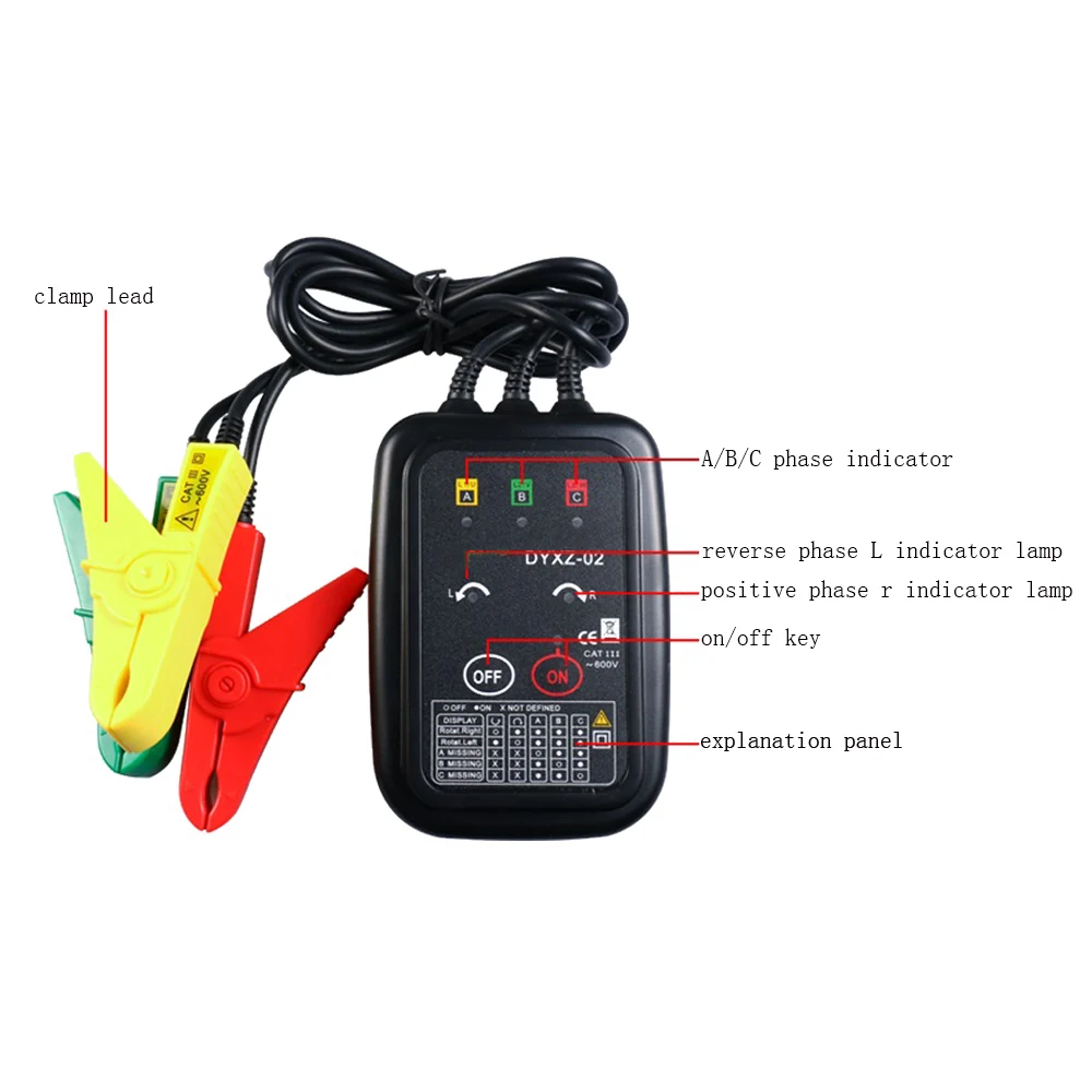 

Non-contact Phase Sequence Detector Indicator Detector Meter LED Display 3 Phase Tester Motor Steering Detection