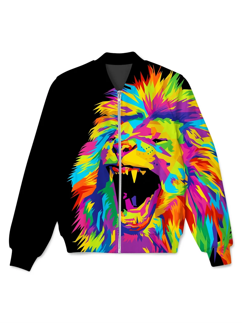 Lion Print Zipper Hoodies Sweatshirts 3D Printed Jackets For Men Women Clothing Casual Fashion Trendy Unisex Colours Jacket Tops