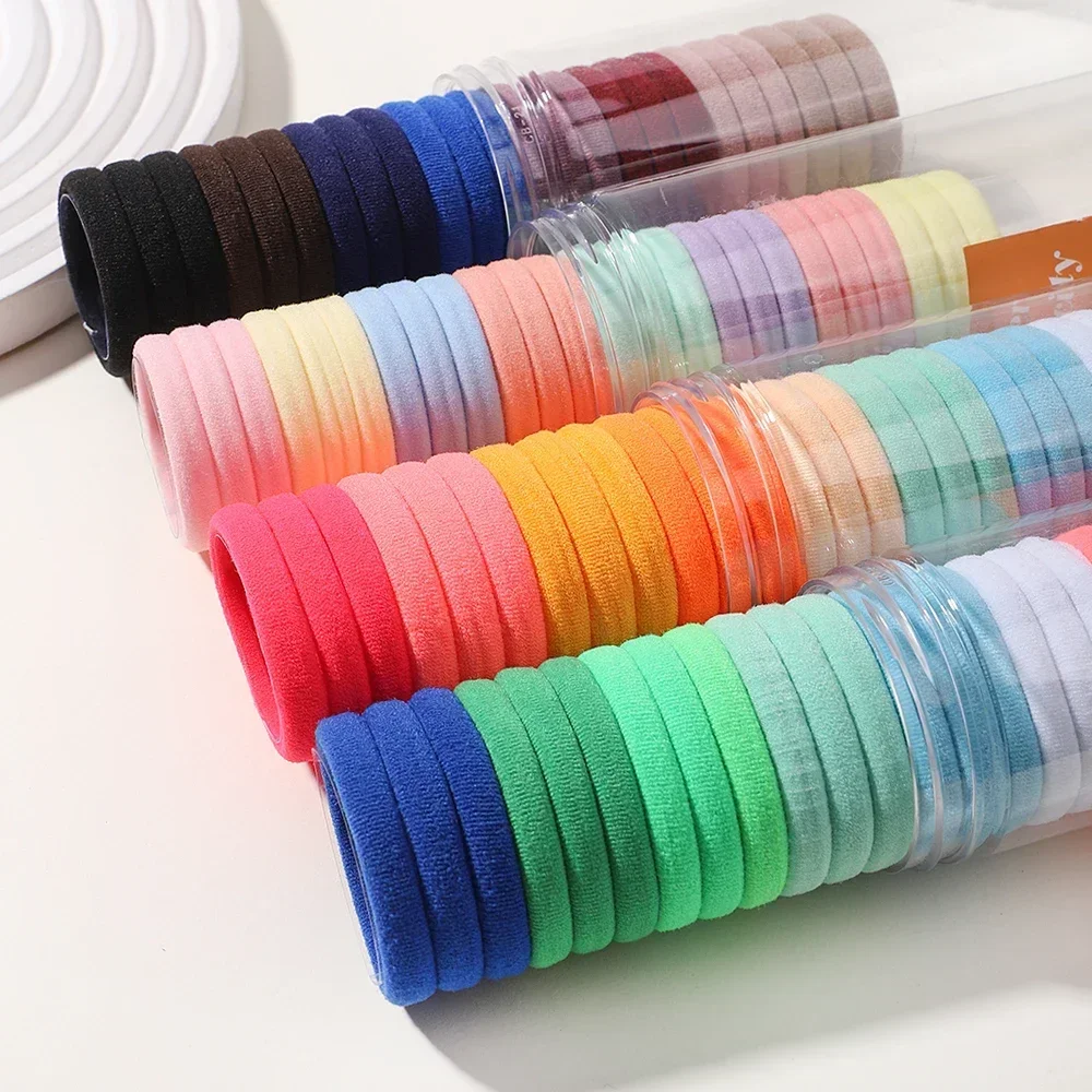 

24Pcs/box 4cm Woman Girls Hairband Rubber Ties Ponytail Holder Colorful High Elastic Hair Bands Scrunchies Hair Accessories Gift