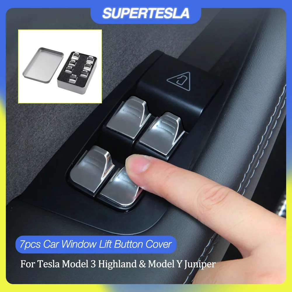 

Наклейка на кнопку подъема окна автомобиля для Tesla Model 3 Model Y 2026 2025, противоскользящая отделка переключателя окна, авто аксессуары для интерьера