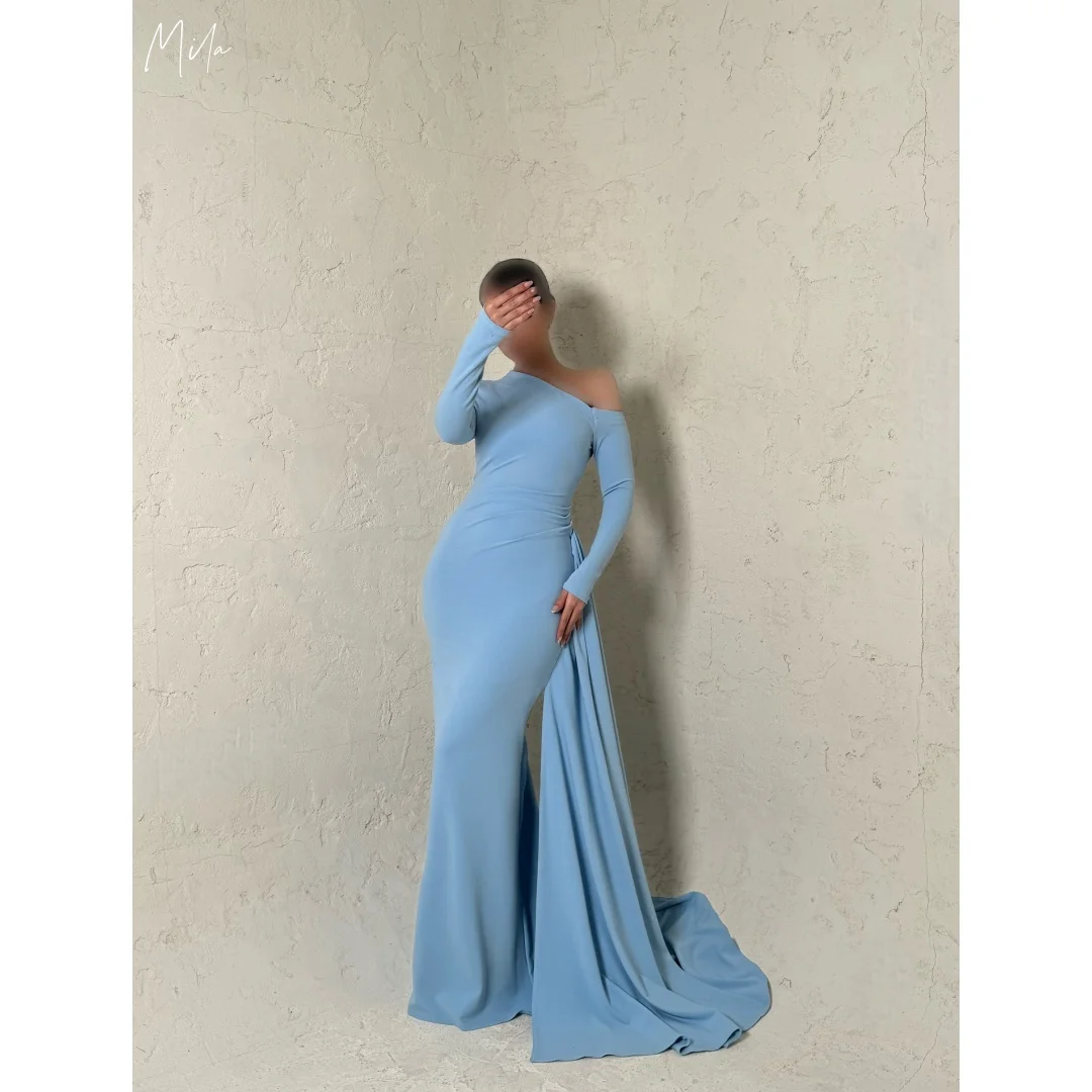 

Mila One-Shoulder Gown Prom Dresses Long Sleeve Mermaid Fit Customized Formal Evening Train vestidos de gala for Wedding 2025