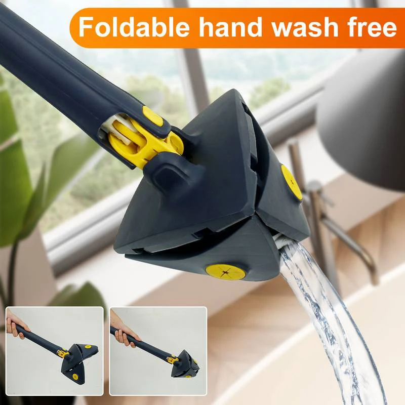 360 ° rotating triangular household mop! Wet and dry dual-purpose with 5 mop cloths~Easy to clean floors, ceilings, walls, glass