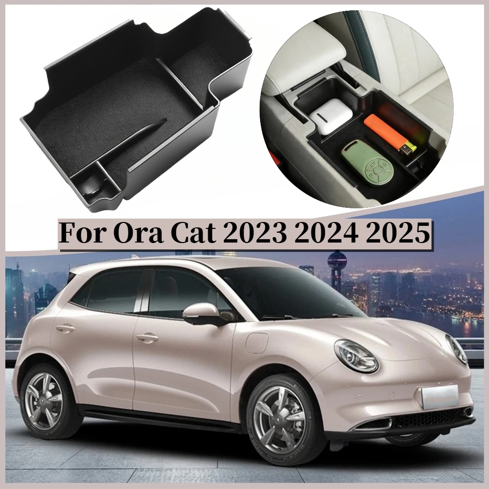 Caja de almacenamiento para reposabrazos de coche, organizador Interior que ahorra espacio, accesorios interiores, para Ora Funky Cat GWM Ora 03 2023 2024 2025