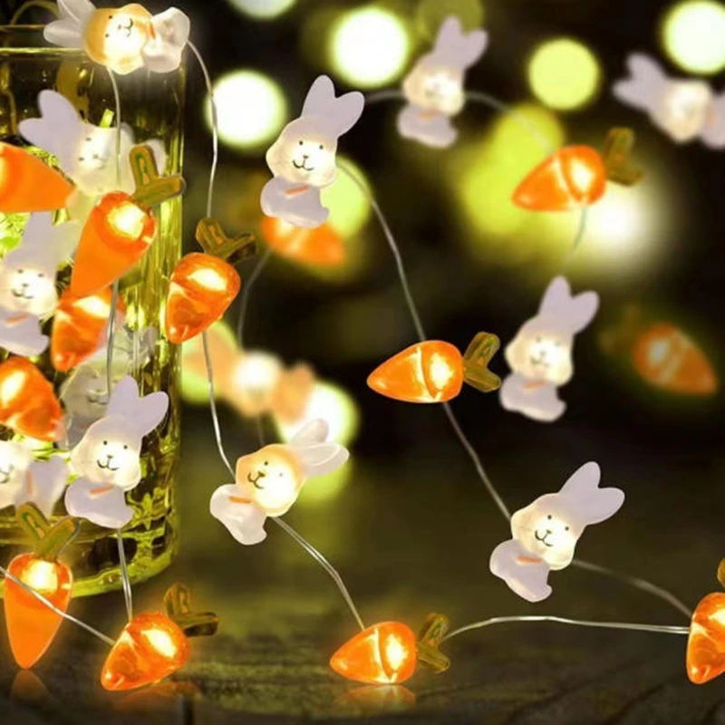 2M LED Hase Kaninchen Lichterketten Ostern Dekoration Hause Karotte Kaninchen Lichterkette Kinder Bevorzugung Geschenke Ostern Party Supplies