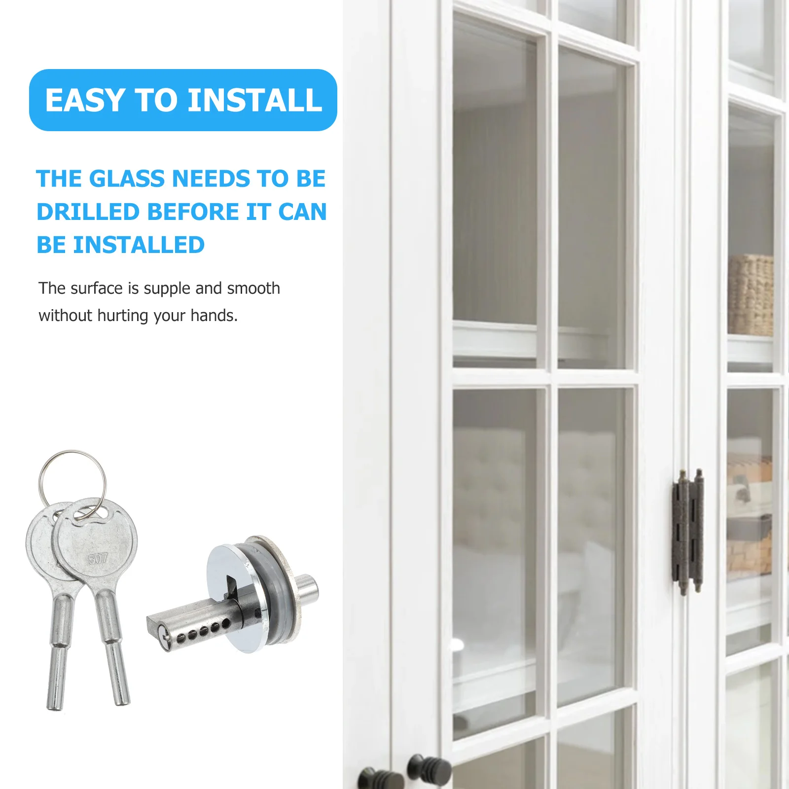 홈 도어 잠금 장치 열쇠가 있는 유리 캐비닛 잠금 장치 보석 캐비닛용 견고한 슬라이딩 도어 래치 신뢰할 수 있는 보안 빠른 설치