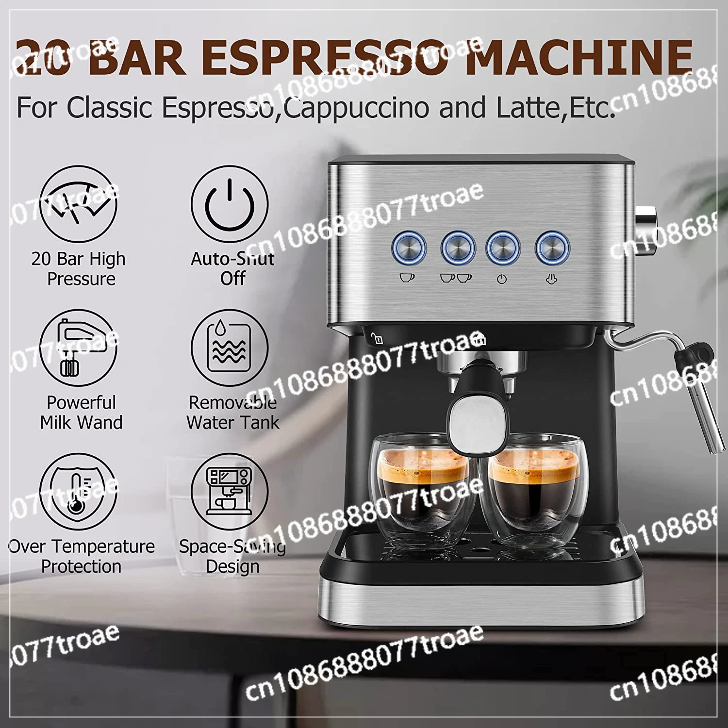 Semi automatic concentrated high-pressure extraction milk froth coffee machine