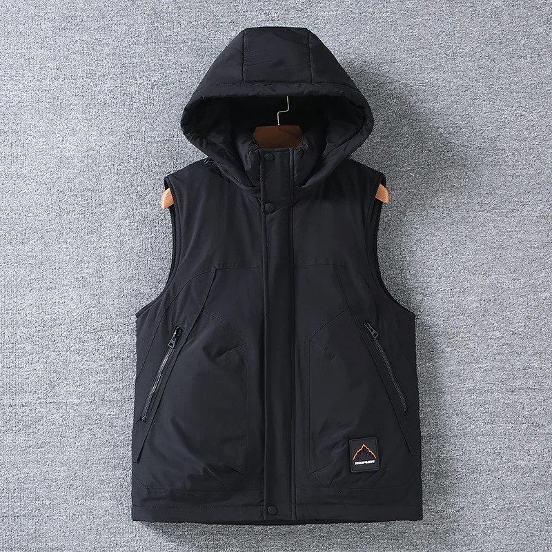 

Men's Winter Vest, Hooded Thickened Warm Workwear Gilet, Multi - Pocket Loose Sleeveless Jacket for Outdoor Camping and Leisure