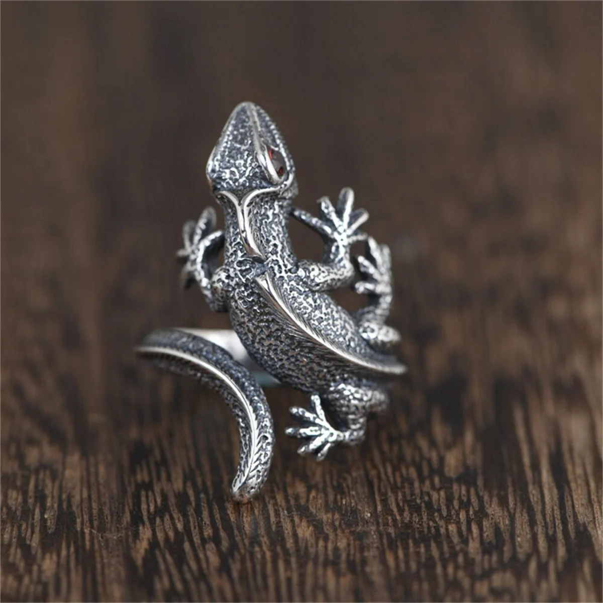 INS Gothic Punk Lizard Rings For Women Men Vintage Ancient Silver Color Spider Dragon Monkey Tiger Owl Animal Ring Cool Jewelry