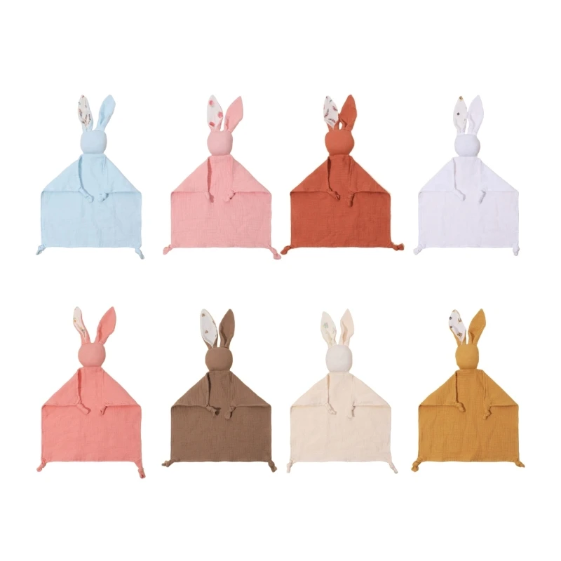 

Infant Soother Bib Mood Appease Towel Lovely Cartoon Rabbit Ears Security Blanket for Boy Girls Pacify Handkerchief QX2D