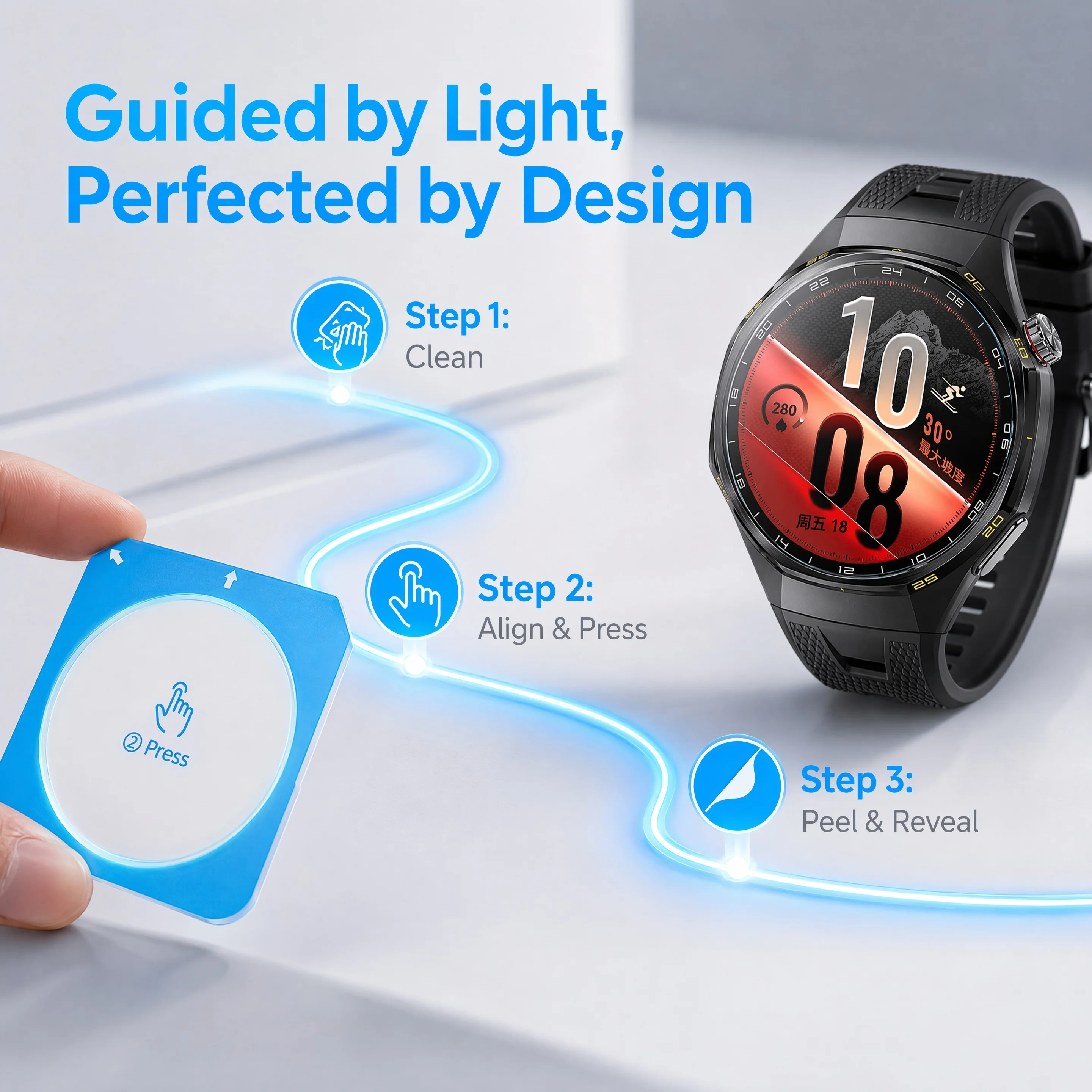 9H Panzerglas für Huawei Watch GT 7 / 7 Pro 41mm 46mm Einfache Installation Displayschutzfolie Blasenfrei für GT7 Zubehör – Detail 5