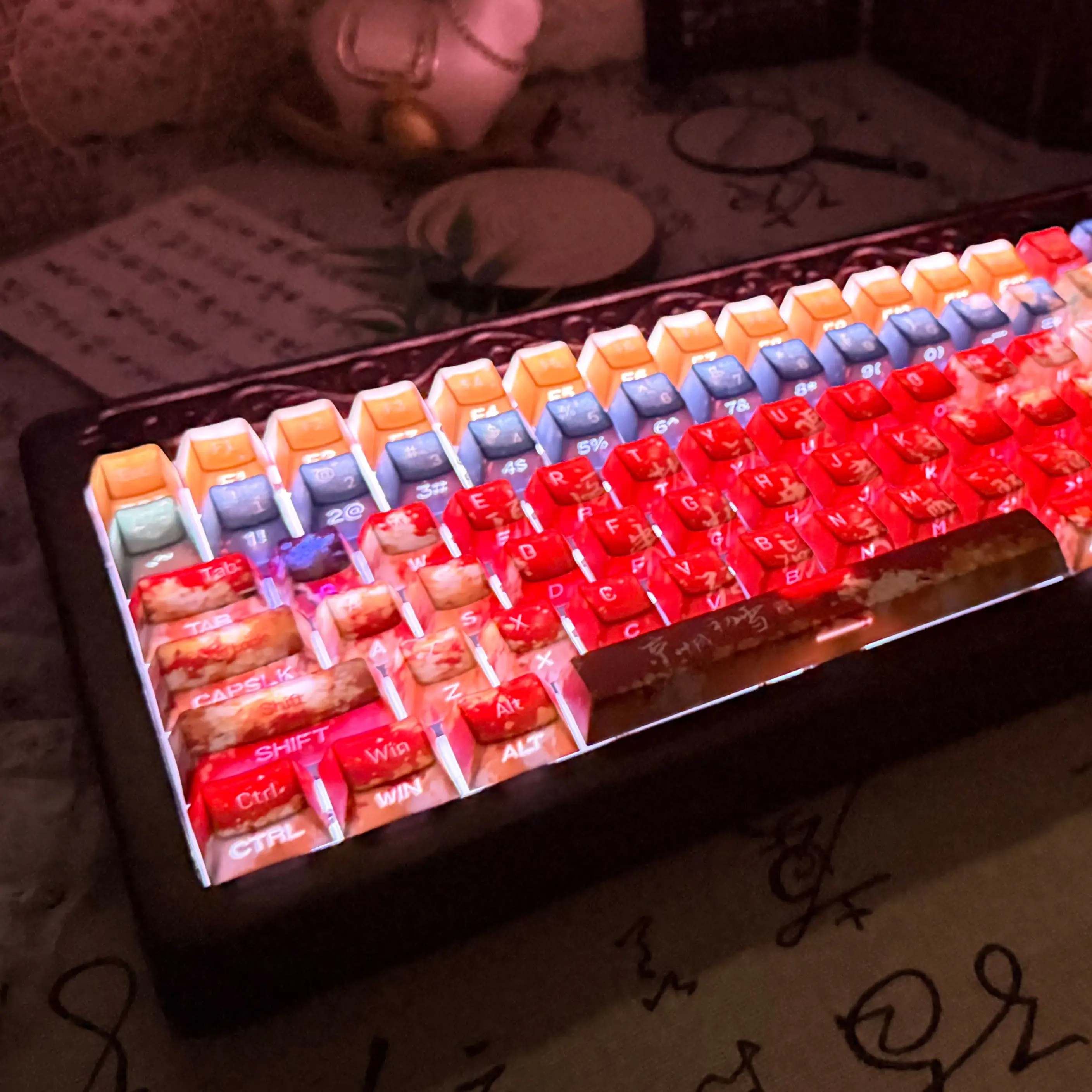 First Snow Side Print Shine Through Keycaps Dye Sublimation PBT Keycap Cherry Profile for Cherry MX Switches Mechanical Keyboard