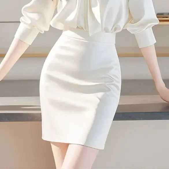 

Легкая и элитная белая рубашка, комплект с полуюбкой, популярная женская одежда, модный и западный стиль