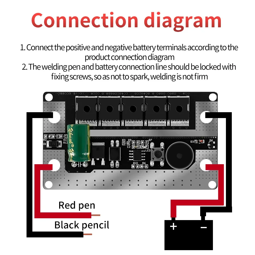 

DIY Spot Welder Kit 12V Spot Welding Machine Control Board Spot Welder Set for 0.1-0.15mm Nickel Sheet Equipment Soldering Tools