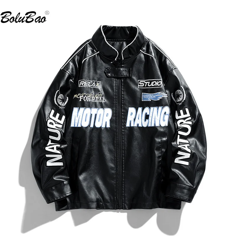 

BOLUBAO 2023 Outdoor Casual Jacket For Men Solid Color Letter Embroidered Leather Jacket High Quality Design Jacket For Men