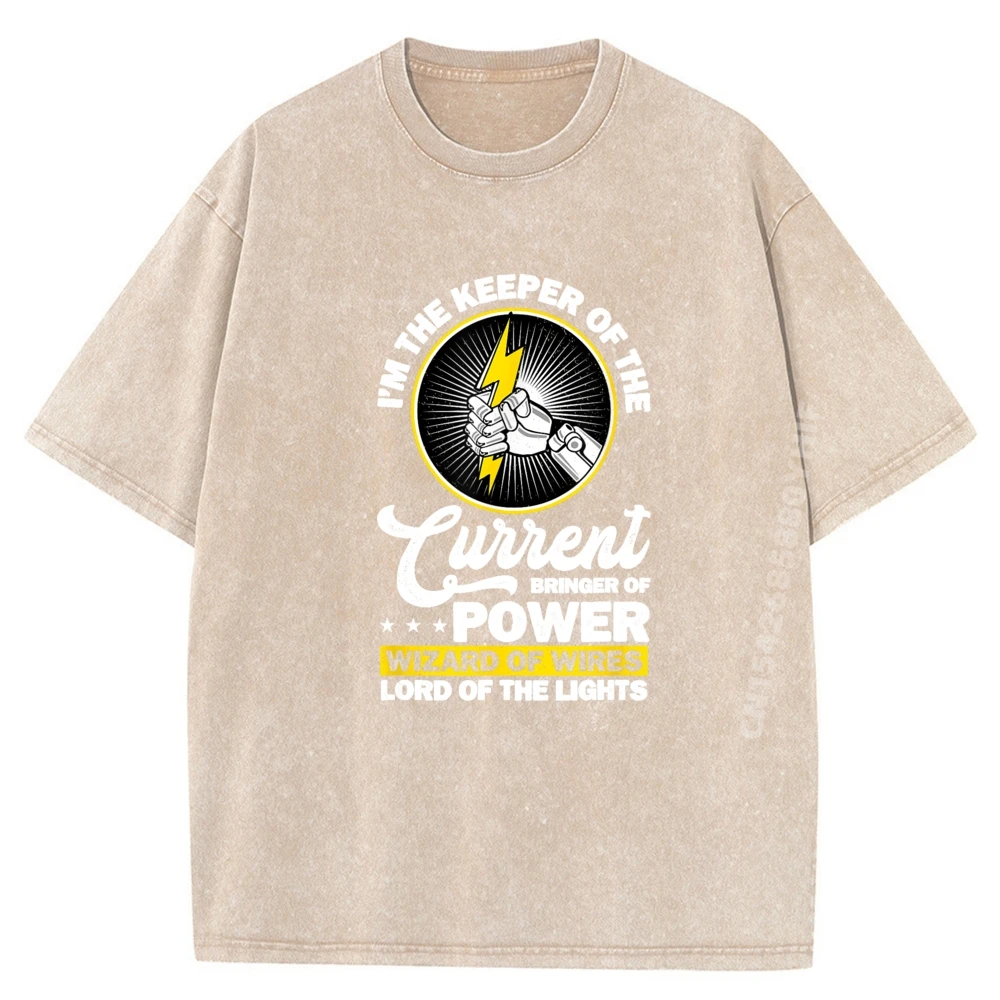 كهربائي أنا الحارس غير تقليدي شعار تي شيرت كلاسيكي القطن قصير الأكمام تيز تي شيرت مطبوع ريترو غسلها الملابس