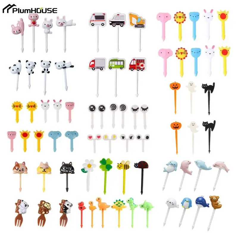 

6/8Pcs Cartoon Animal Fruit Forks Toothpicks Skewers Dolphin Food Stick Picks Mini Lunch Box Bento Decoration Kids Party Toppers