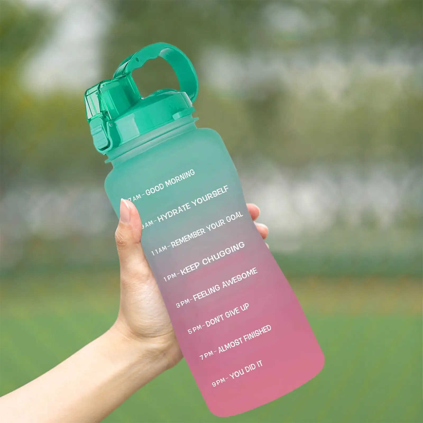 2.2L Motivational Water Bottle with Straw & Time Marker Durable & Leakproof Tritan Portable Reusable Fitness Sports Water Jug