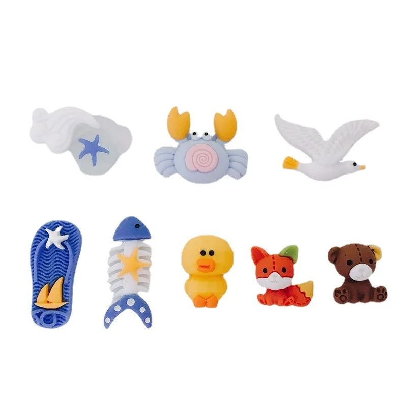 

5Pcs/Lot DIY Jewelry Accessories Wholesale Simple Cute Cartoon Small Animals Resin Patch Without Holes