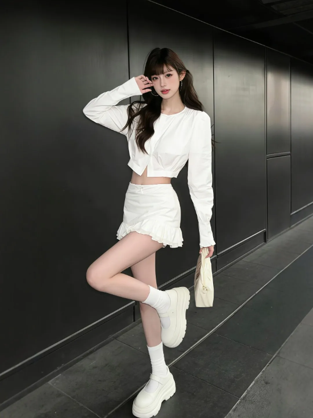 

Korean Style Fashionable Two-Piece Set Top And Skirt Spring 2026 Comfortable Breathable Cotton Casual Chic Outfit