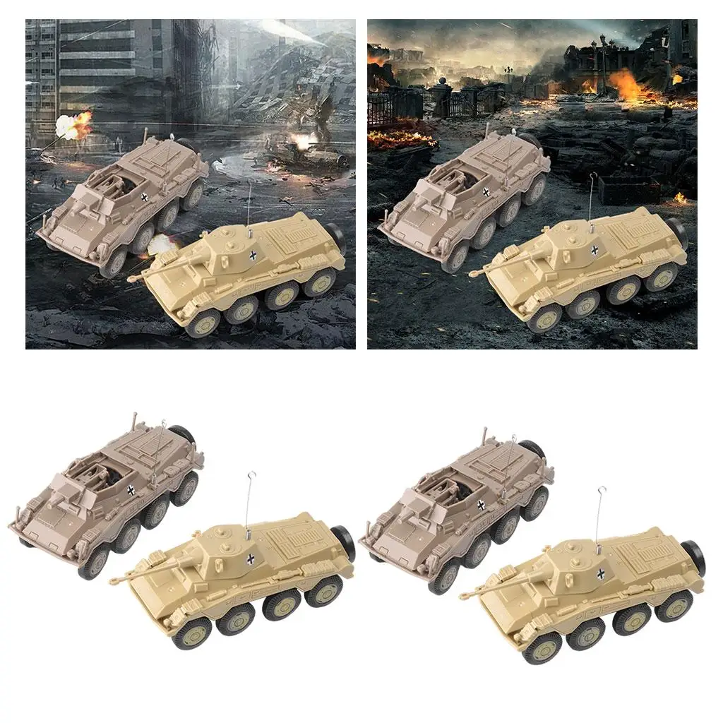 4pcs Plastic Simulated Armoured Reconnaissance Vehicle 4D Model Kit 1:72 Scale Vehicle Collectibles