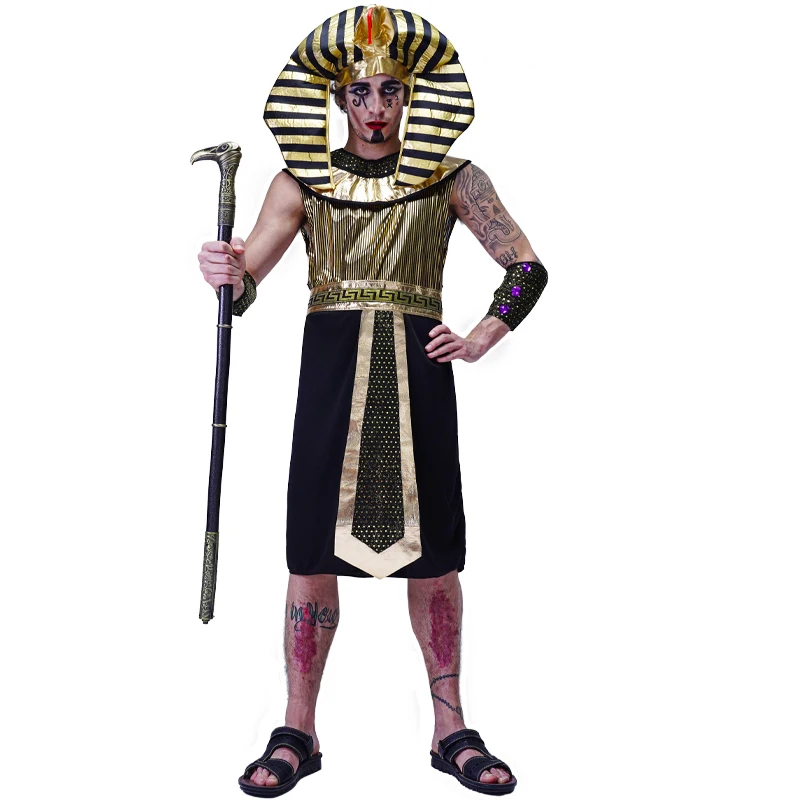 

Egyptian Pharaoh Costume Men Halloween Cosplay Dress Up Party Role Play Ancient King of Egypt Costumes